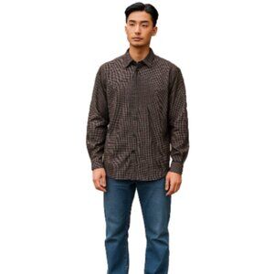 Azaro Uomo Mens Dress Shirt 3XL NEW Italy Flip Cuff Long Sleeve Black w/Dots